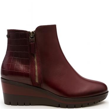 SUSST WOMENS WEDGE ZIP ANKLE BOOT - MULBERRY
